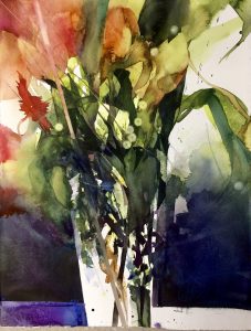 Aquarell von Elke Memmler - Blumenstrauß in Vase