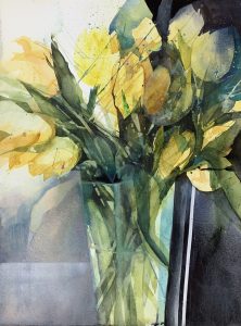 Aquarell von Elke Memmler - Gelbe Tulpen