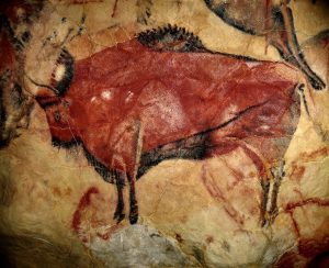 An early piece of art: A steppe bison in the cave of Altamira, Spain