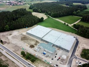 Baustelle von Europas Modernster Fabrik für Künstlerpinsel. Fertigungshallen, Lagerhallen und Büro