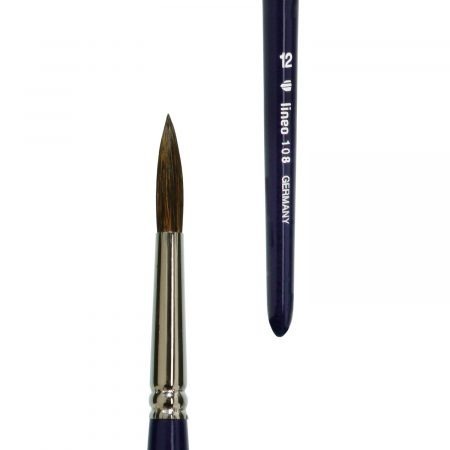 lineo water colour brushes sharp, natural and synthetic hair mixture “lineo Master Mix“, seamless nickel ferrules, short indigo-lacquered handles with grip hollows