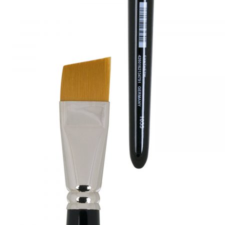 lineo watercolor & primer brush (Series 162), beveled, golden synthetic hair „Toray“, seamless nickel ferrules, short black-lacquered handles; brushes could also be used for acrylic and oil painting techniques.