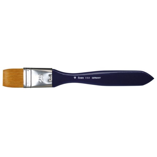 Acrylic and Varnish brush bright, golden synthetic hair “Toray”, stainless steel ferrule, short indigo-lacquered handle.