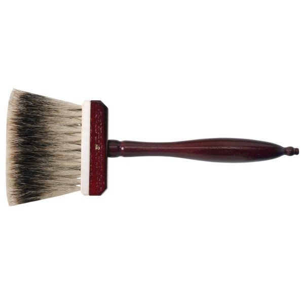 Bright Blender Brush, finest badger hair, cherry-red-lacquered special handles. Traditionally handmade in Germany.