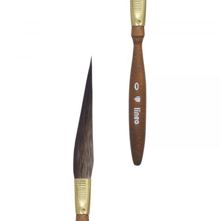 Swordliner / Striping Brush, finest squirrel hair, brass tubes, extra short cedar-lacquered handle. Handmade in Germany.