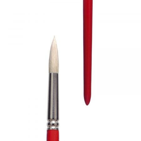 Oil and Acrylic brushes (Series 311)  round, “lineo PROFESSIONAL BORSTE”, white Chungking-Bristles gummed, seamless nickel ferrules, long red lacquered handles.