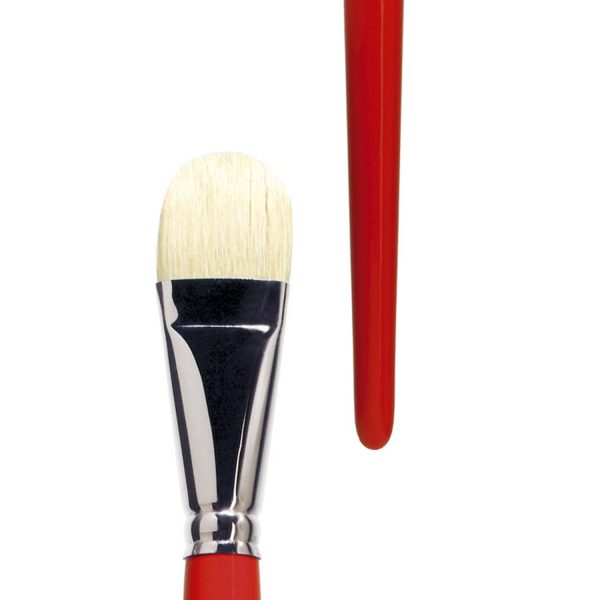 lineo artist brush for oil and acrylic paint filbert, “lineo PROFESSIONAL BORSTE”, white Chungking-Bristles gummed, seamless nickel ferrules, long redlacquered handles