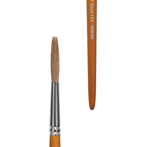 Lettering brush (Series 562), pure light ox hair, nickel ferrules, short cedar-lacquered handles.