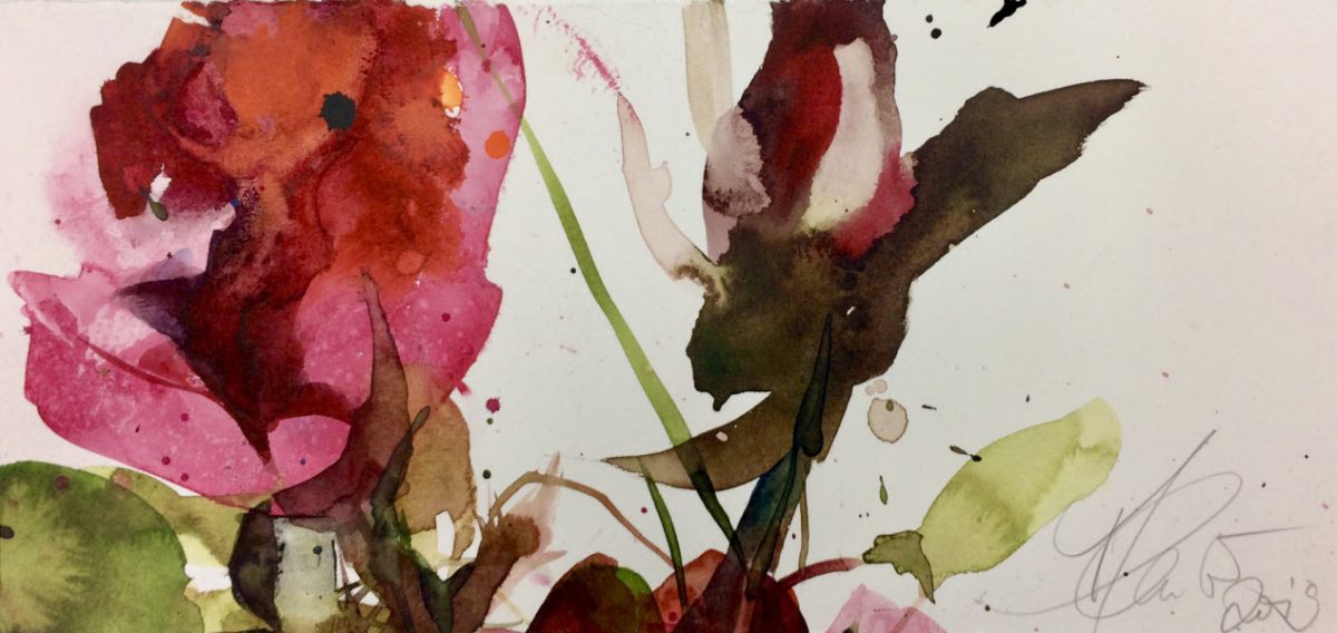 Watercolor artwork by Elke Memmler - Red Roses