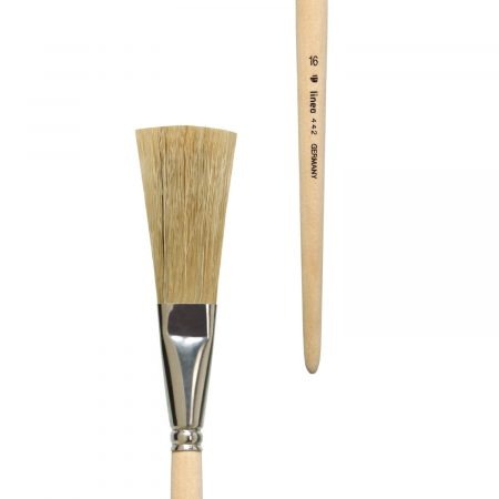 Special brush for ceramic, grey bristles, tin ferrule, short not-lacquered handle.