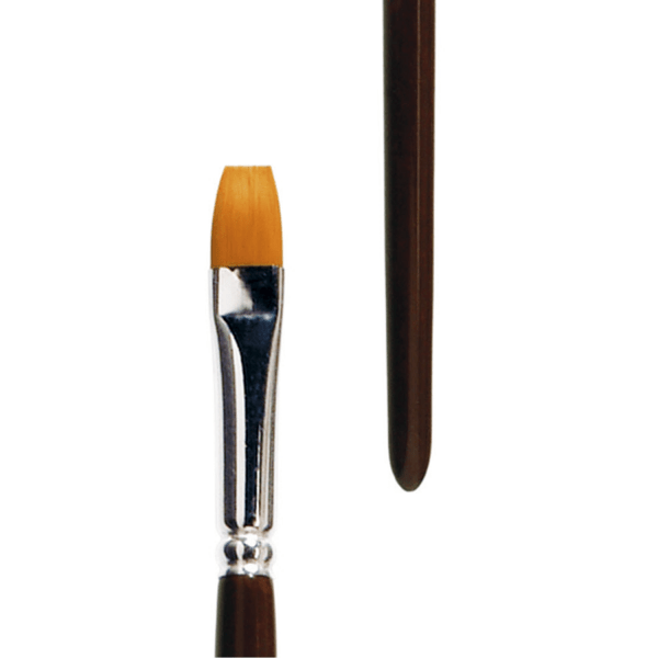 Acrylpinsel / Ölmalpinsel, flach, Toray, Silberzwinge, langer brauner Stiel. lineo Germany