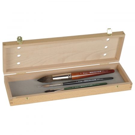 lineo Pinselbox aus Holz. Für Transport und Lagerung von Pinseln, offen